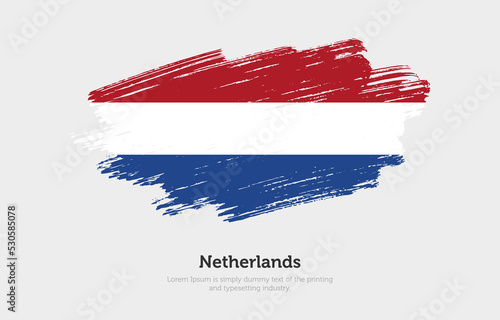 Modern brushed patriotic flag of Netherlands country with plain solid background