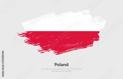 Modern brushed patriotic flag of Poland country with plain solid background