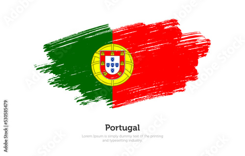 Modern brushed patriotic flag of Portugal country with plain solid background