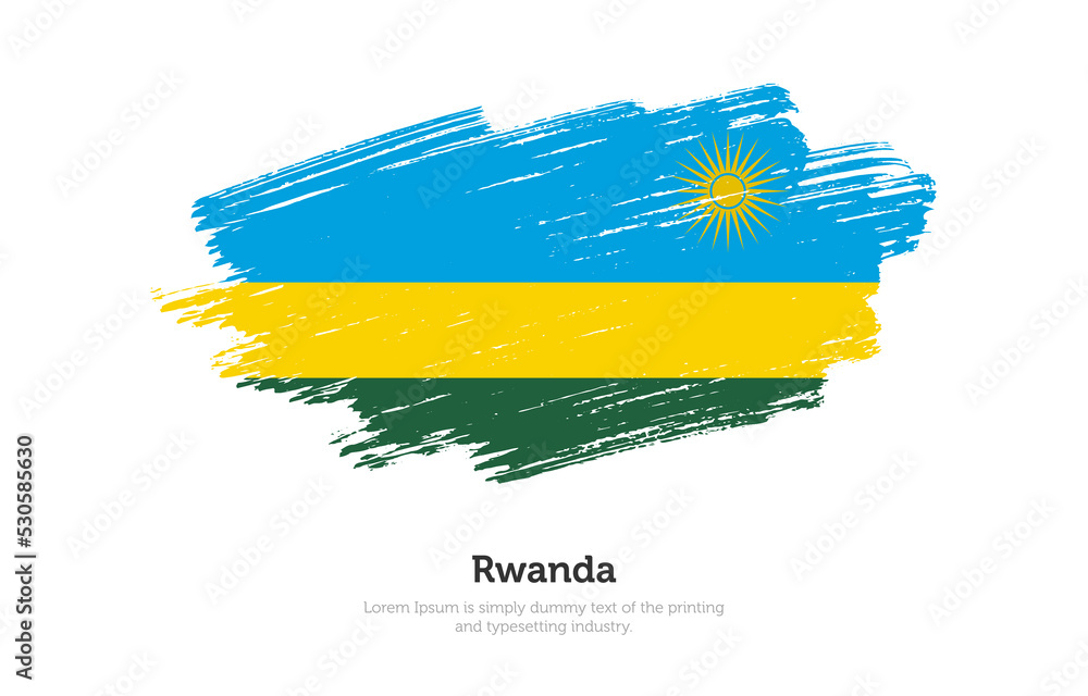 Obraz premium Modern brushed patriotic flag of Rwanda country with plain solid background