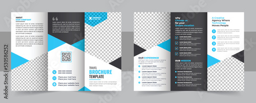 Trifold Travel Brochure Template, Travel business trifold brochure design photo