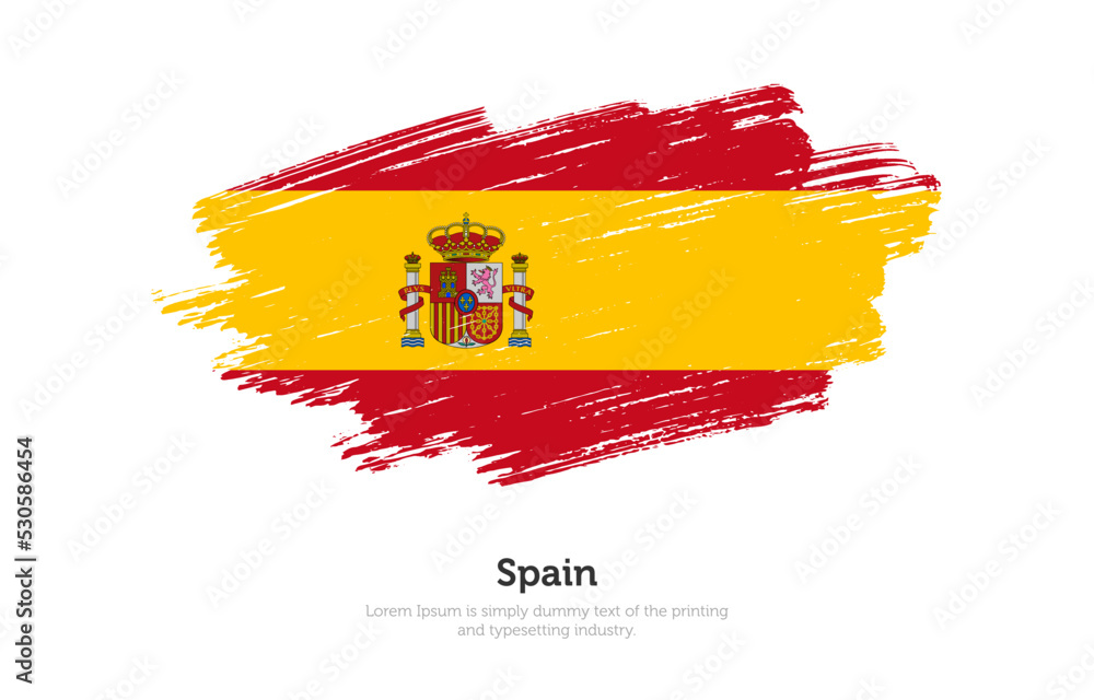 Obraz premium Modern brushed patriotic flag of Spain country with plain solid background