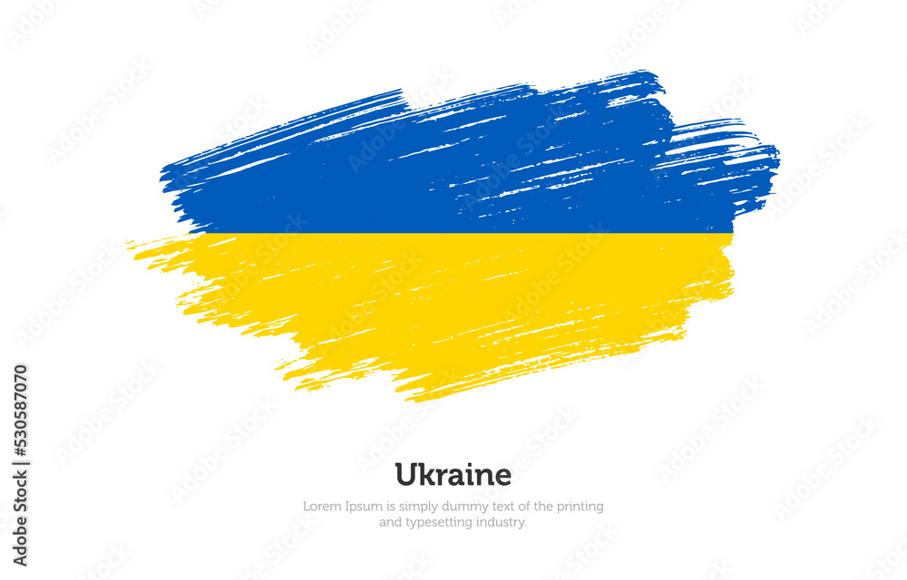Obraz premium Modern brushed patriotic flag of Ukraine country with plain solid background