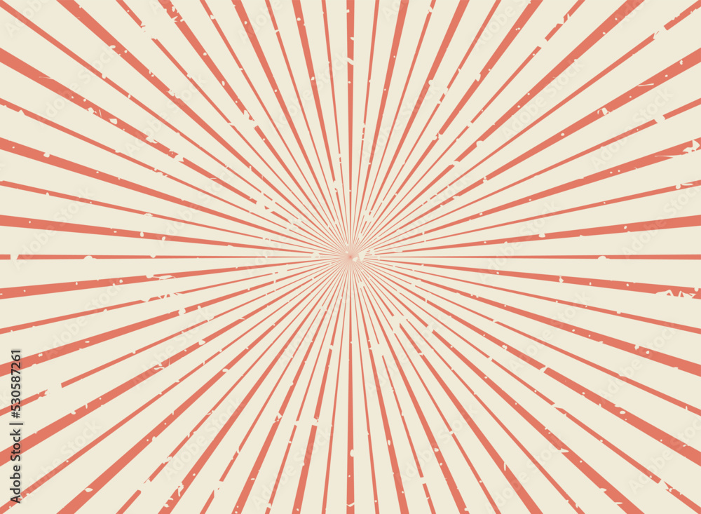 Fototapeta premium Sunlight retro narrow faded grunge background. red, blue and beige color burst background.