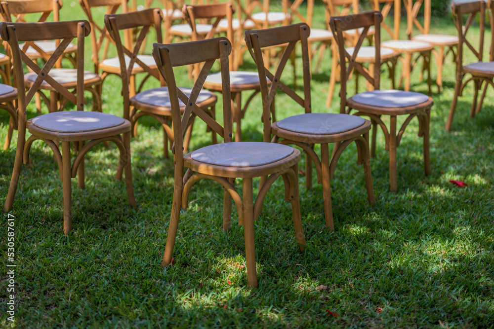 chairs laid out in the garden
