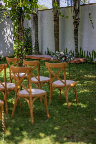 table and chairs in a garden