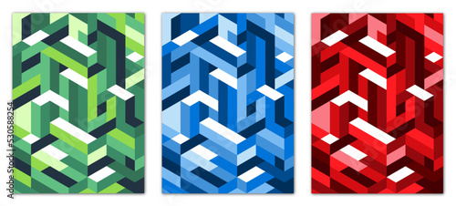 Abstract Isometric background posters