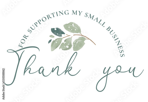 Thank you for supporting my small business. Vintage vector thank you handwritten inscription. hand drawn lettering. Thank you calligraphy. Thank you card. Vector illustration.