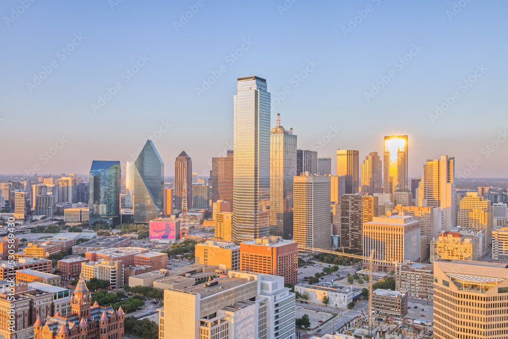 Dallas Skyline from Observation Deck at Golden Hour