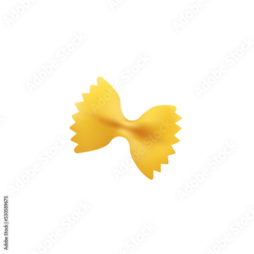 Isolated farfalle pasta piece isolated on white background