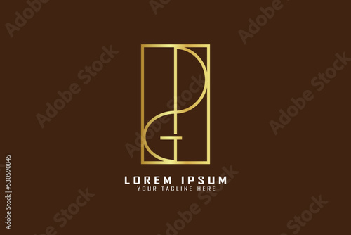 PG Minimal line Golden abstract illustration Logo, PG logo, PG typo Design