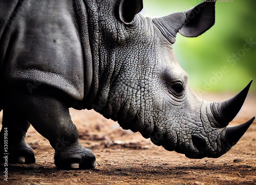 African rhinoceros head, symbol of wildlife to protect