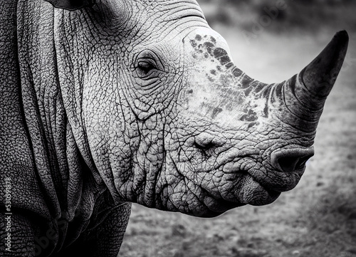 African rhinoceros head  symbol of wildlife to protect