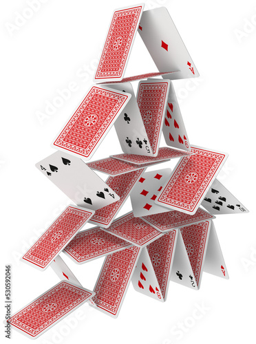 House of cards tower 3D collapsing