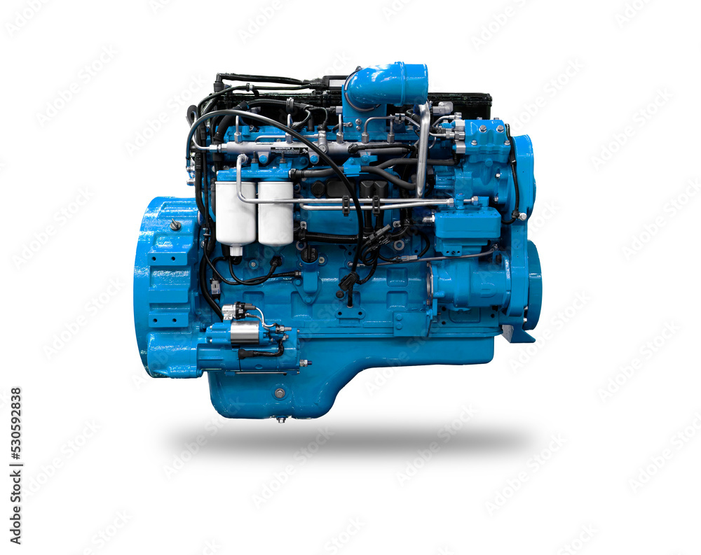 New Powerful Diesel Car Engine Isolated on White Background