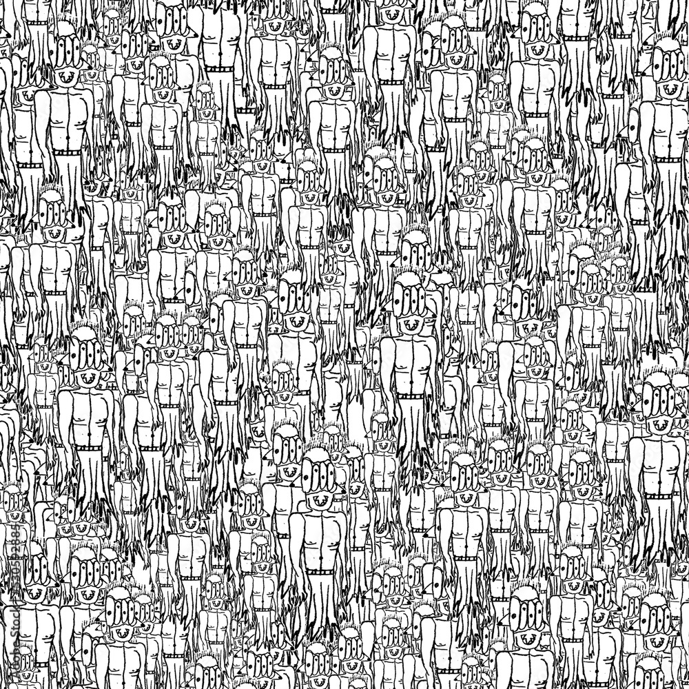 Sketchy monster man illustration pattern Sketchy monster man illustration pattern