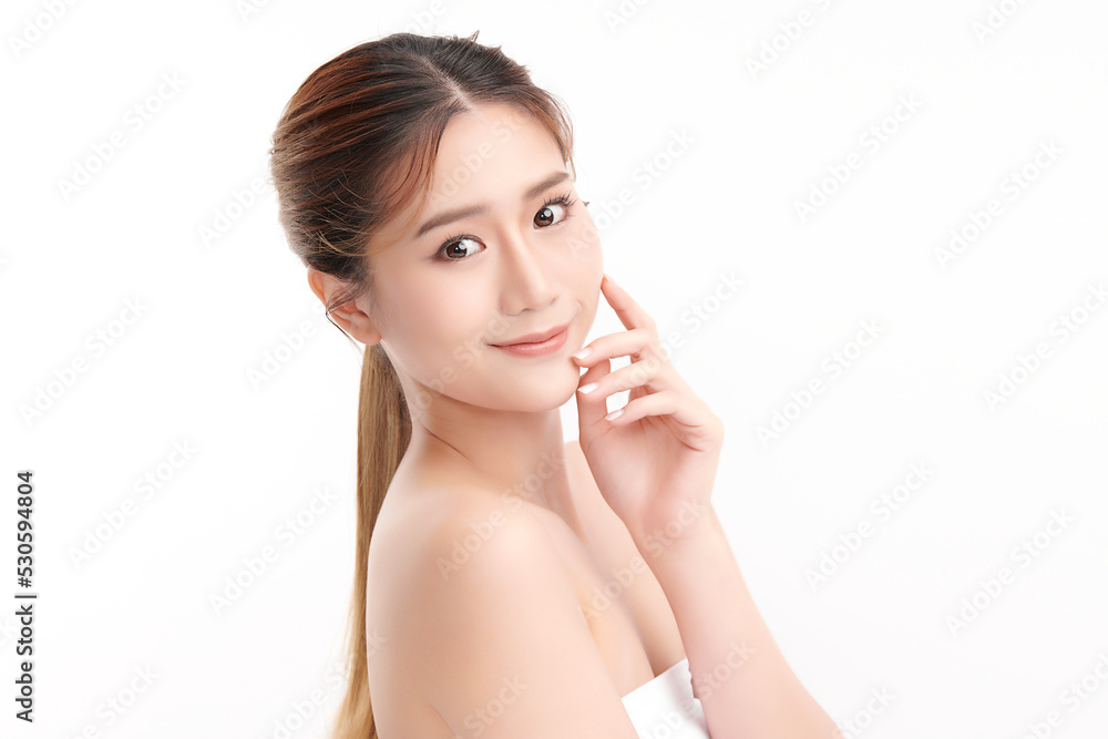 Beautiful young asian woman with clean fresh skin on white background, Face care, Facial treatment, Cosmetology, beauty and spa, Asian women portrait. Beautiful young asian woman with clean fresh skin on white background, Face care, Facial treatment, Cosmetology, beauty and spa, Asian women portrait.