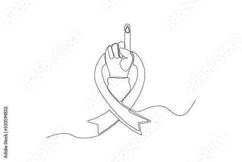Continuous one line drawing finger bleeding with blood drops for checking diabetes. World diabetes day concept. Single line draw design vector graphic illustration.