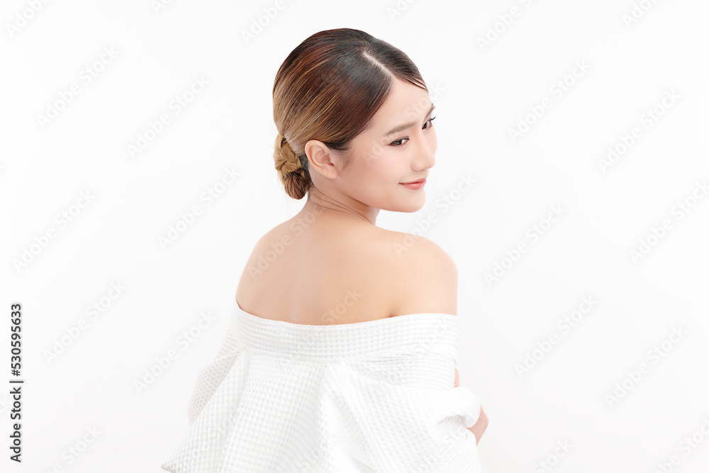 Beautiful young asian woman with clean fresh skin on white background, Face care, Facial treatment, Cosmetology, beauty and spa, Asian women portrait. Beautiful young asian woman with clean fresh skin on white background, Face care, Facial treatment, Cosmetology, beauty and spa, Asian women portrait.