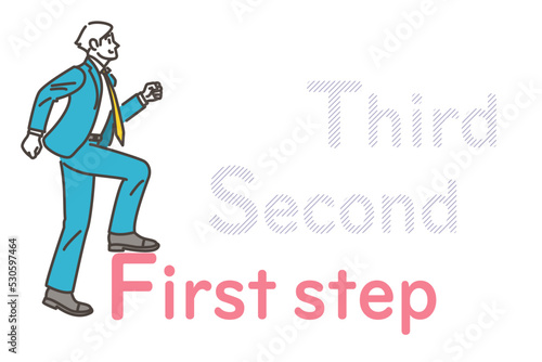 Vector illustration of a first step, start, or procedure. photo