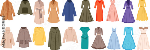 flat style set of clothes isolated vector
