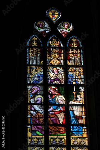 De Krijtberg Church Stained-Glass Window Detail in Amsterdam, Netherlands