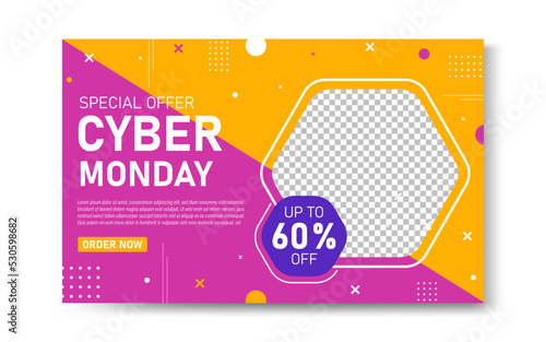 Flat cyber monday banner template