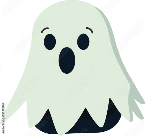 Cute Surprised Ghost, Vector Art Illustration