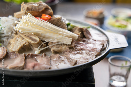 Korean traditional style beef and thick broth hot pot
