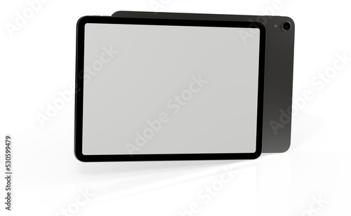 Fototapeta Naklejka Na Ścianę i Meble -  Photo 3D brandless tablet with empty screen isolated