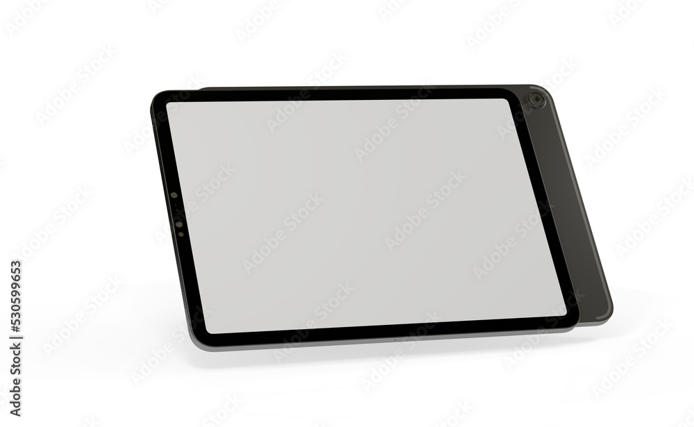 Photo 3D brandless tablet with empty screen isolated Photo 3D brandless tablet with empty screen isolated