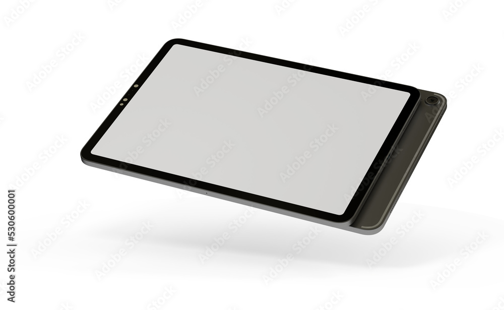 Photo 3D brandless tablet with empty screen isolated Photo 3D brandless tablet with empty screen isolated