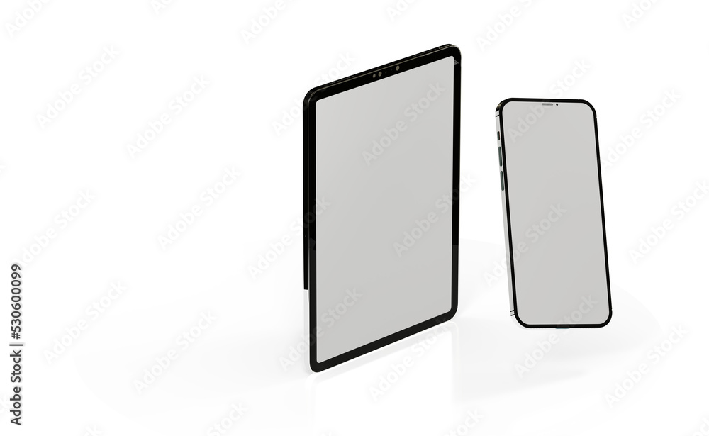 Realistic horizontal black tablet pc pad computer mockups