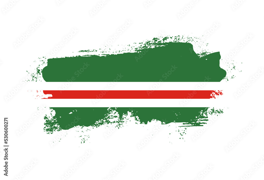 Flag of Chechen Republic of Ichkeria country with hand drawn brush stroke vector illustration Flag of Chechen Republic of Ichkeria country with hand drawn brush stroke vector illustration