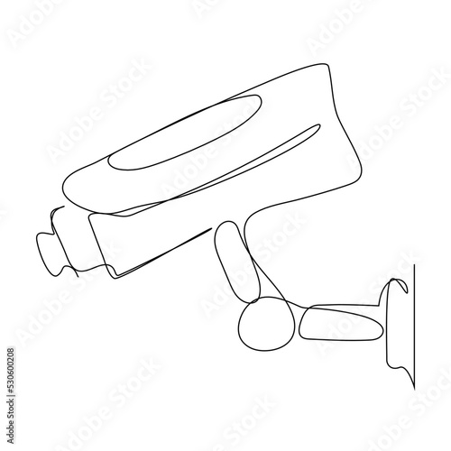 Continuous line Cctv camera line icon outline vector sign, linear style pictogram isolated on white. Video Surveillance Symbol logo illustration