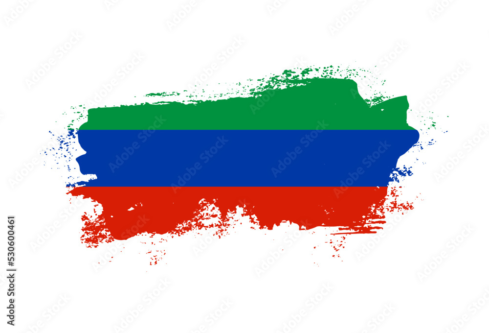 Flag of Dagestan country with hand drawn brush stroke vector illustration Flag of Dagestan country with hand drawn brush stroke vector illustration
