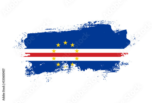 Flag of Cape Verde country with hand drawn brush stroke vector illustration