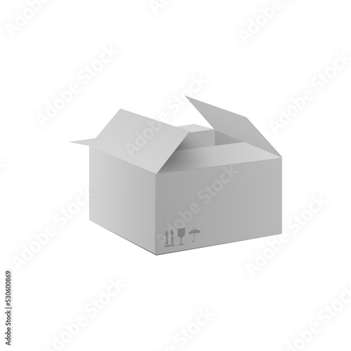 Half open white cardboard box - realistic packaging mockup