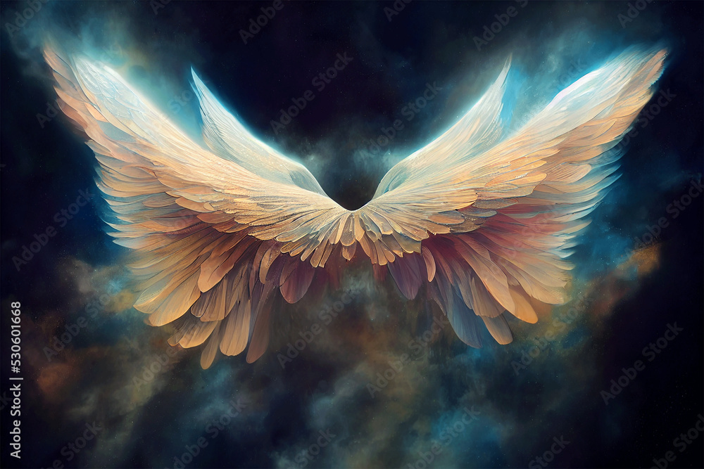 Dream like, realistic angel wings - obrazy, fototapety, plakaty 