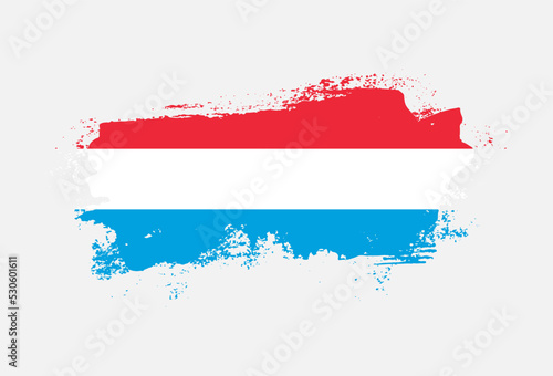 Flag of Luxembourg country with hand drawn brush stroke vector illustration