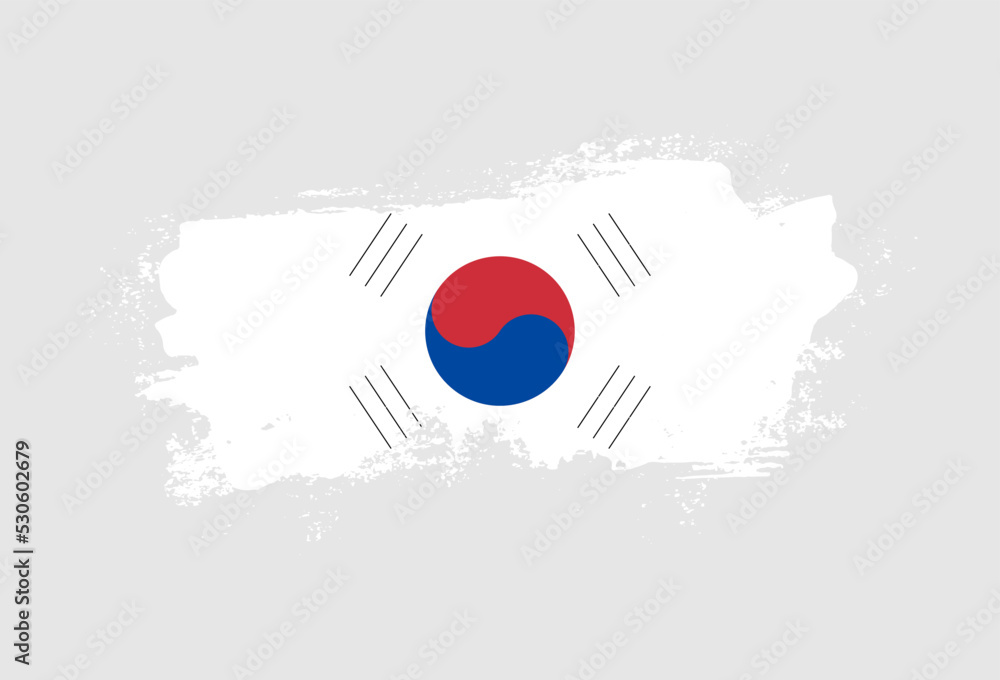 Flag of South Korea country with hand drawn brush stroke vector illustration Flag of South Korea country with hand drawn brush stroke vector illustration