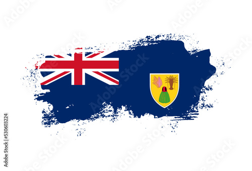 Flag of Turks and Caicos Islands country with hand drawn brush stroke vector illustration
