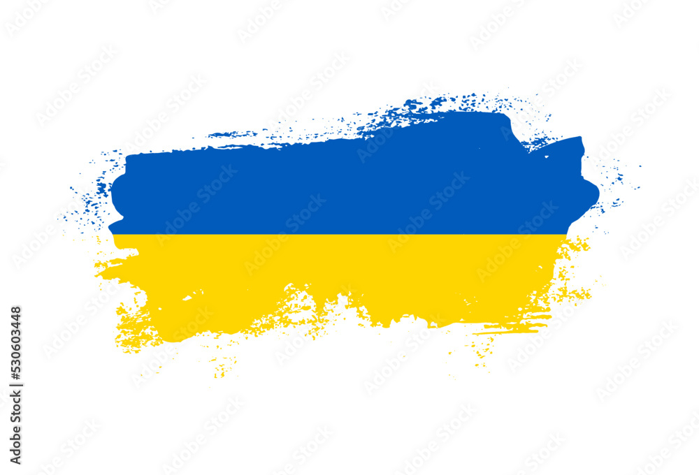 Obraz premium Flag of Ukraine country with hand drawn brush stroke vector illustration