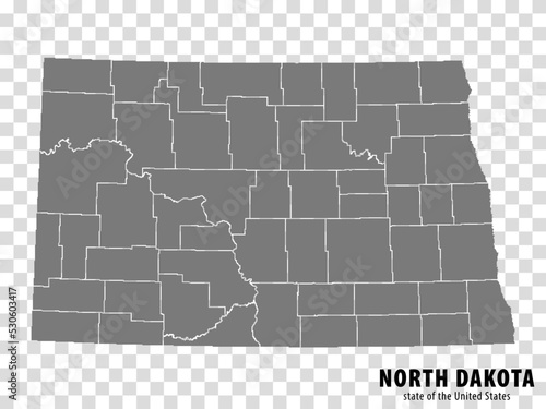 Print op canvas State North Dakota map on transparent background