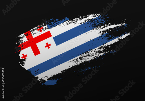 Abstract creative patriotic hand painted stain brush flag of Adjara on black background