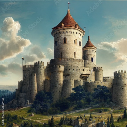 Giant medieval castle landscape