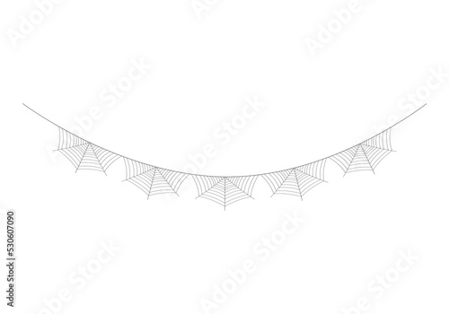 Spider web bunting. Halloween spiderweb illustration. Cobweb festive garland.