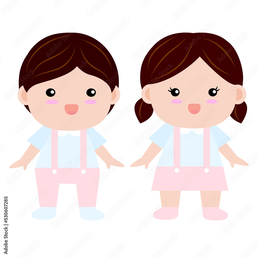 character of smile cute boy and girl children in kindergarten school uniform character of smile cute boy and girl children in kindergarten school uniform