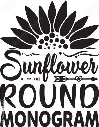 Sunflower round monogram