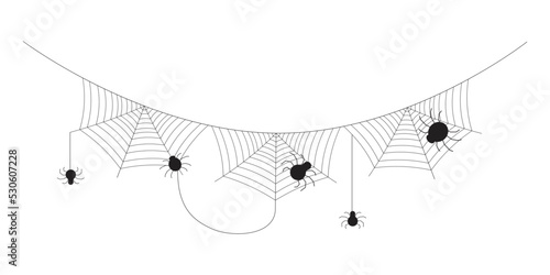 Spider web bunting. Halloween spiderweb vector illustration. Cobweb festive garland.